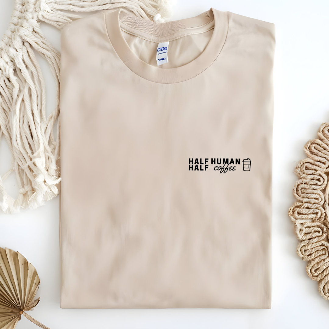 Half Human Half Coffee Adult Tee