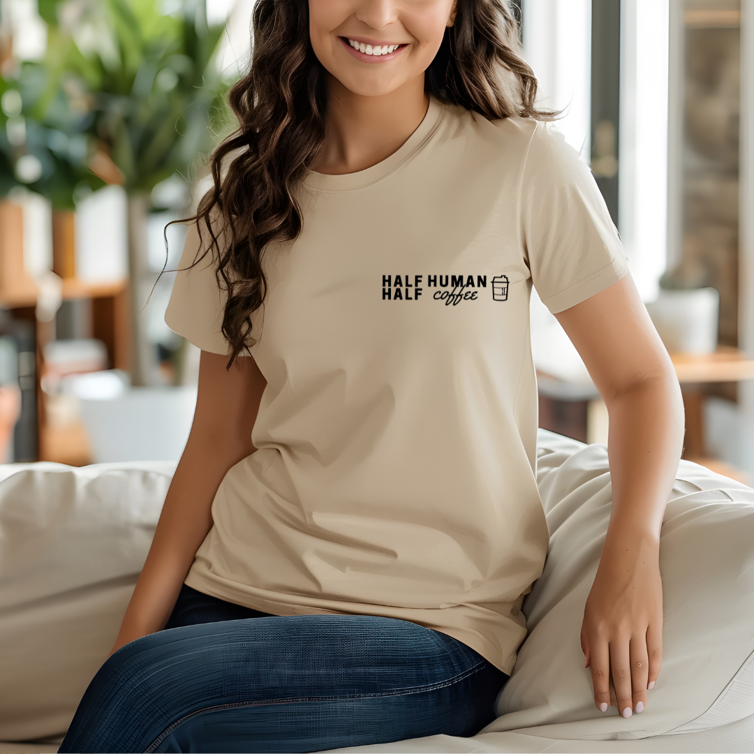 Half Human Half Coffee Adult Tee
