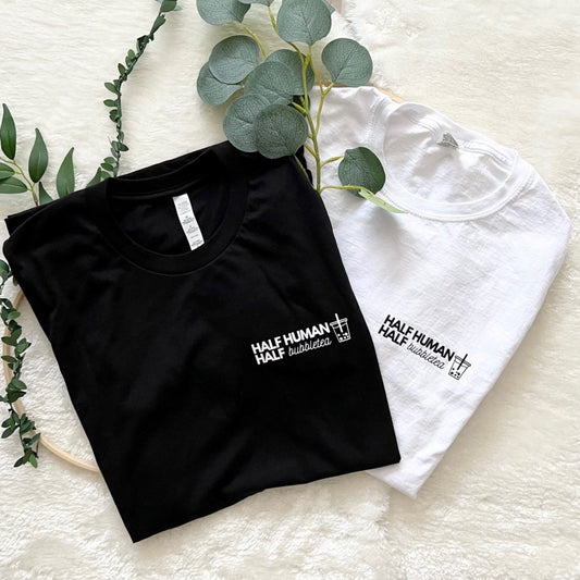 Half Human Half Bubble Tea Adult Tee