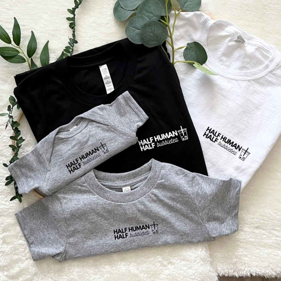 Half Human Half Bubble Tea Adult Tee