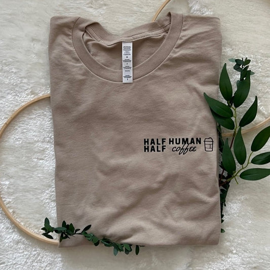 Half Human Half Coffee Adult Tee