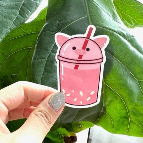 Pig Bubble Tea or Boba Sticker / Magnet