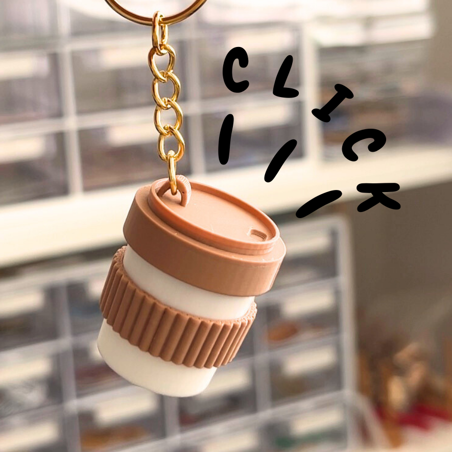Coffee Cup Fidget Toy Clicker Keychain