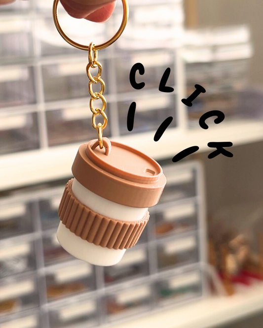 Coffee Cup Fidget Toy Clicker Keychain