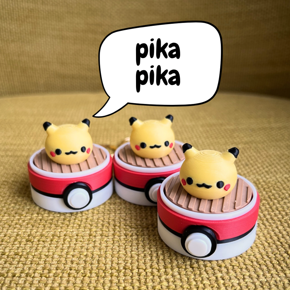 Pikachu Clicker Keychain | 3D Printed Fidget Toy | Cute Yellow Desk Clicker | Sensory Keychain | Gamer Gift