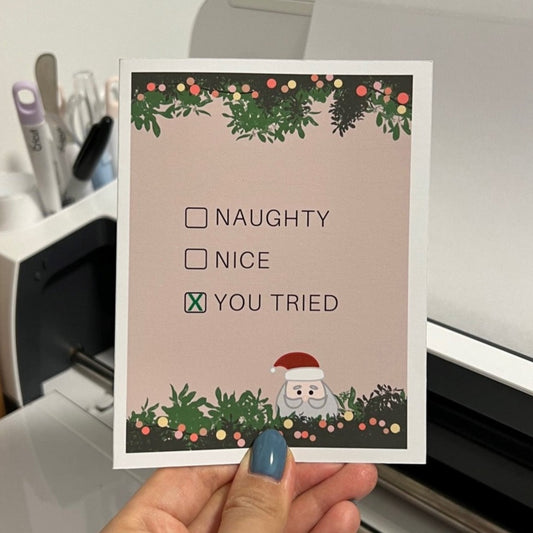 Naughty, Nice, Nice Try Card