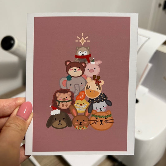 Animal Christmas Tree Card